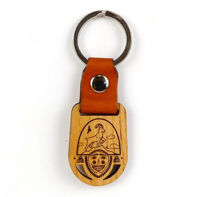 llavero-madera-cigarron-o-peliqueiro-montado-con-cuero Chaveiro Peliqueiro Cabra - Imaxe 1